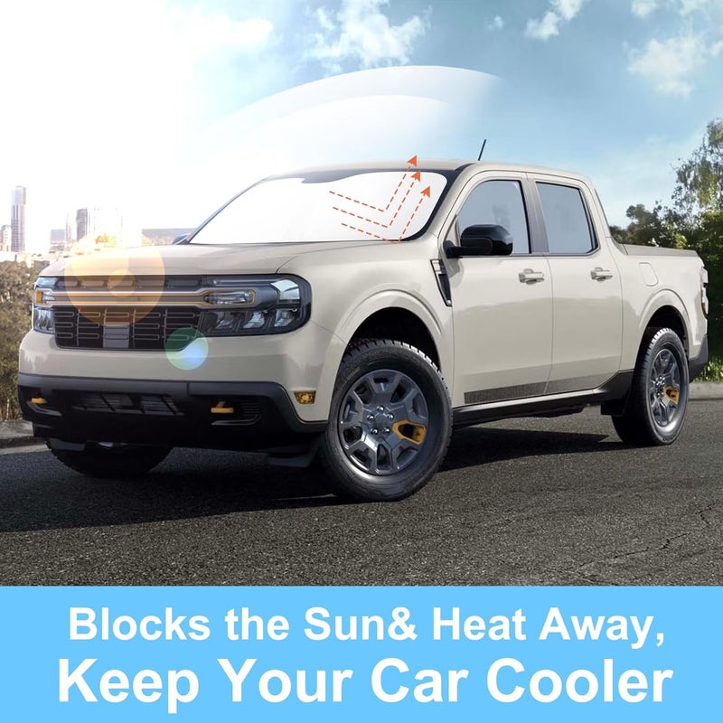 TINGLU Sun Shade for Ford Maverick Hybrid XL XLT Lariat Truck 2022-2026 Accessories Windshield Sun Shade Window Shade UV Rays Protection Sun Visor Cover with Steering Wheel Sunshade Storage Bag - Image 5